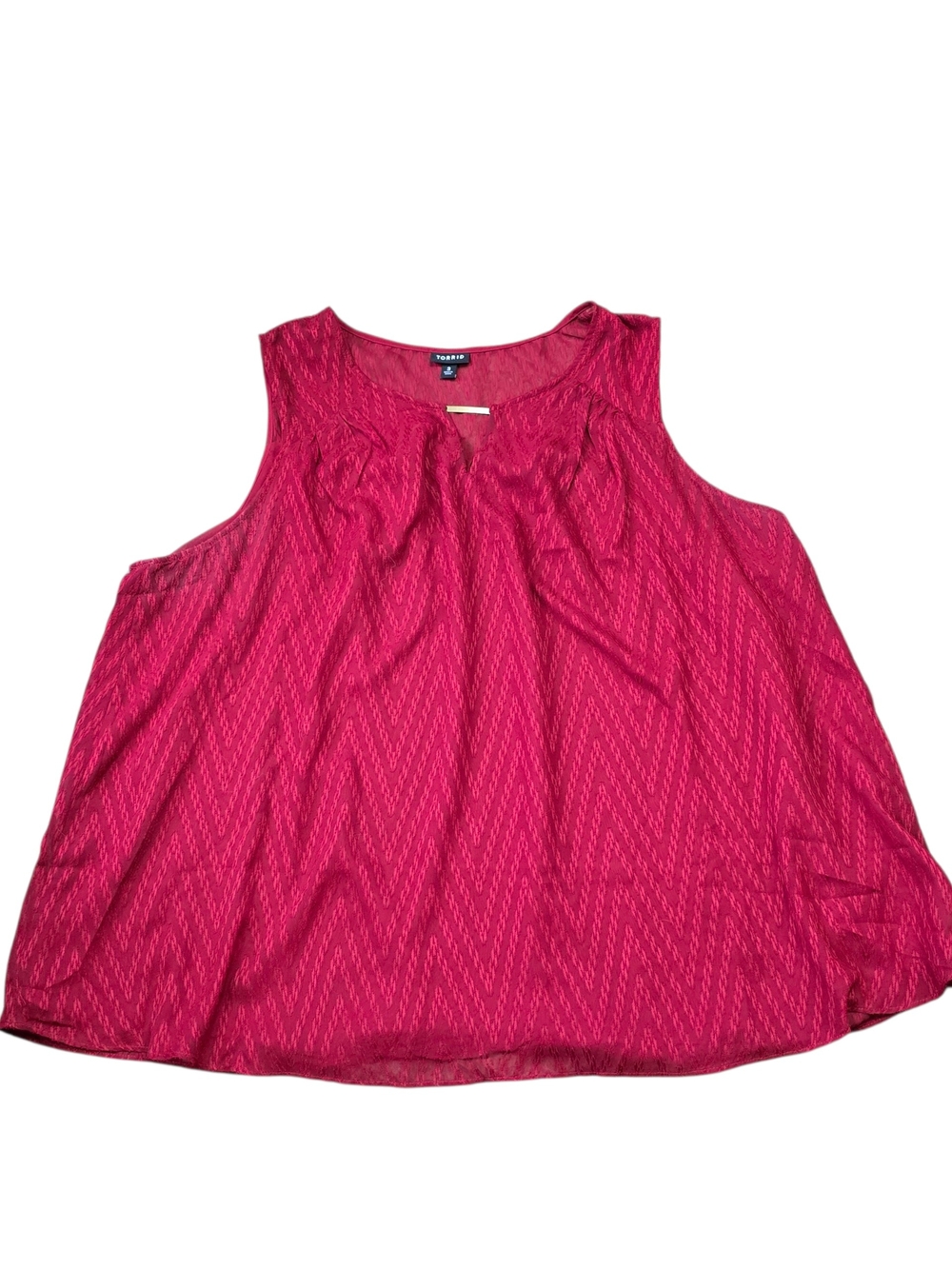 Torrid 3X Maroon Chevron Sleeveless Blouse Gold Bar V Neck Top - Picture 3 of 11
